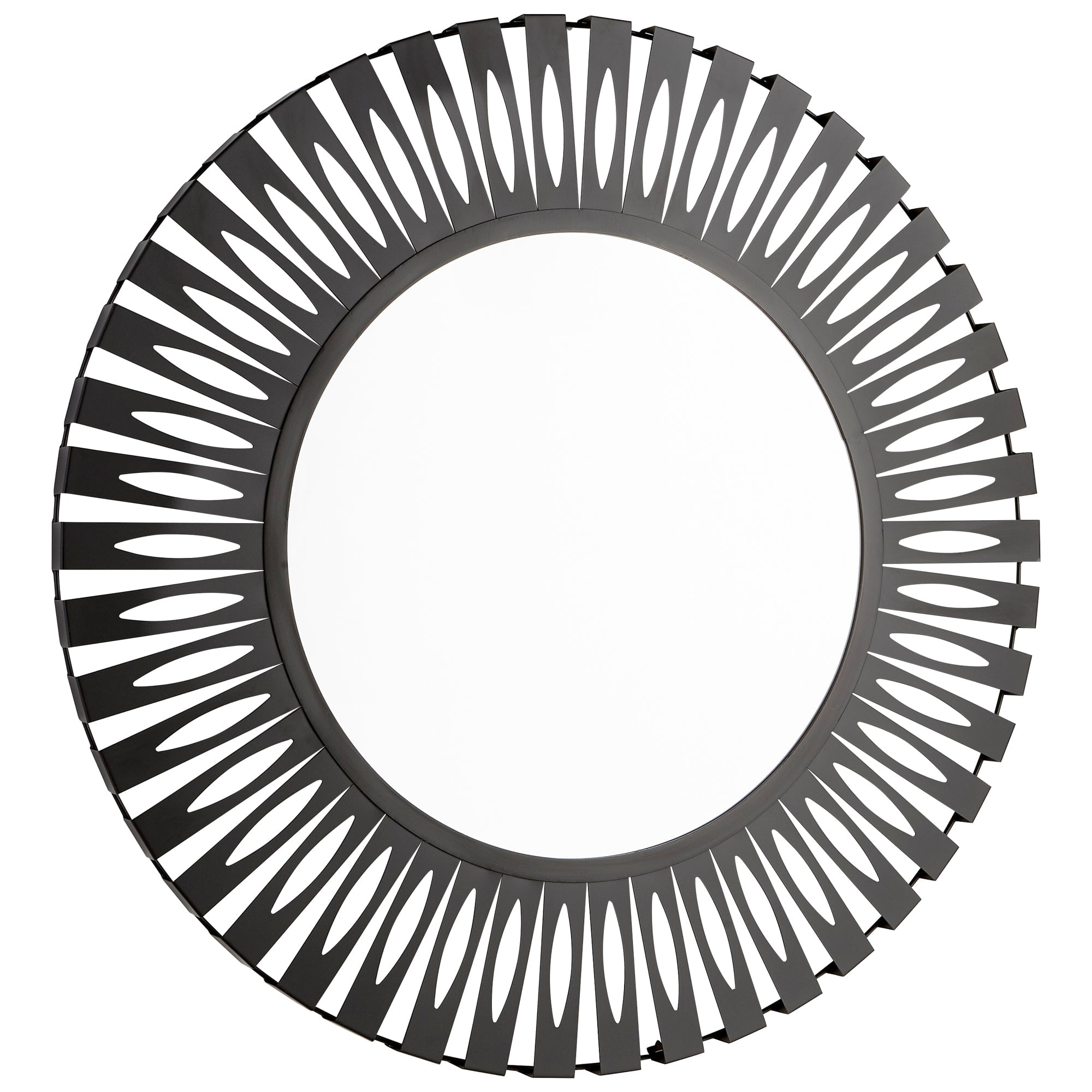 Contemporary Black Iron Sun Dial 43" Round Mirror