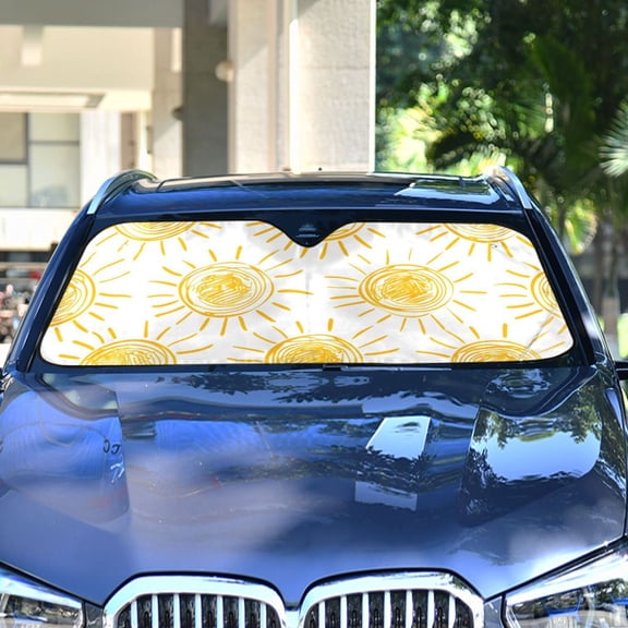 Sun Drawings Print Automotive Front Car Windshield Sun Shade Reflector Foldable for Front Fit for Cars Truck SUVs