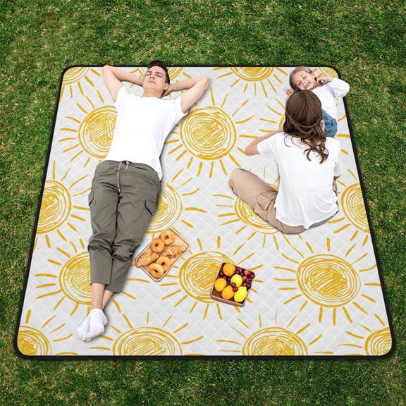Sun Drawings Print Beach Blanket Outdoor Picnic Blanket 78"x 78" Waterproof Foldable for Beach Camping Travel Hiking Grass Lawn Park