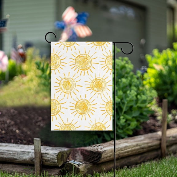 Sun Drawings Print Garden Flag Double Sided Outdoor Banners for Courtyard Outdoor Lawn Farmhouse Holiday Decorations