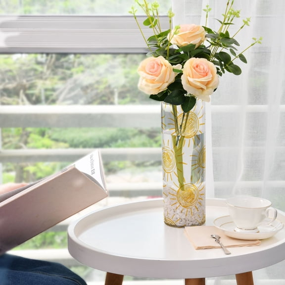 Sun Drawings Print Vases for Flowers Modern Decorative Vase Home Decor for Bedroom Kitchen Living Room Centerpieces