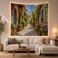 thumbnail image 1 of Sun-Drenched Cobblestone Alleyway with Terracotta Pots, Serene Vintage for Art Lovers, Mediterranean Wall Art Decor, Birthday Gift, Tapestry Wall Hanging for Bedroom and Living Room, 1 of 7