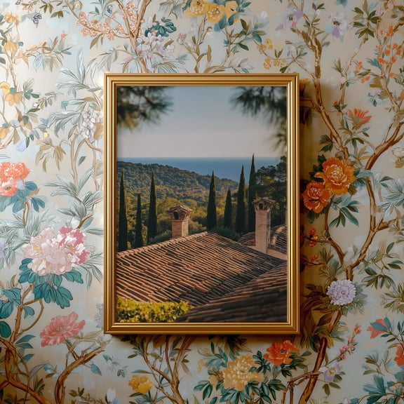 Sun Drenched Villa Rooftops Overlooking Mediterranean Old Money Wall Art For Sophisticated Bedroom Or Estate Style Office Art