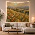 thumbnail image 1 of Sun-Drenched Wildflower Meadow Landscape Romantic Folk Art for Nature Enthusiasts, Botanical Home Decor Housewarming Gift Tapestry Wall Hanging for Living Room and Reading Nook, 1 of 7