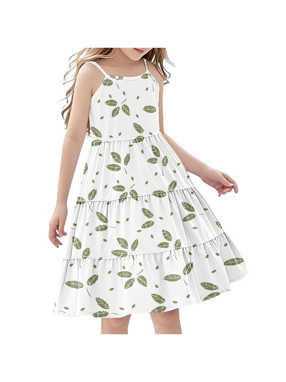 Sun Dresses for Girls Fall Summer Sleeveless Spaghetti Strap Midi Casual Bohemian Overall Tie Dye Cami Tank Tiered Dress Sun Dresses One Piece Girls 2026