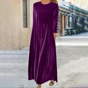 Sun Dresses for Women Casual Beach Dress Prettygarden Dresses Women,Purple,3XL