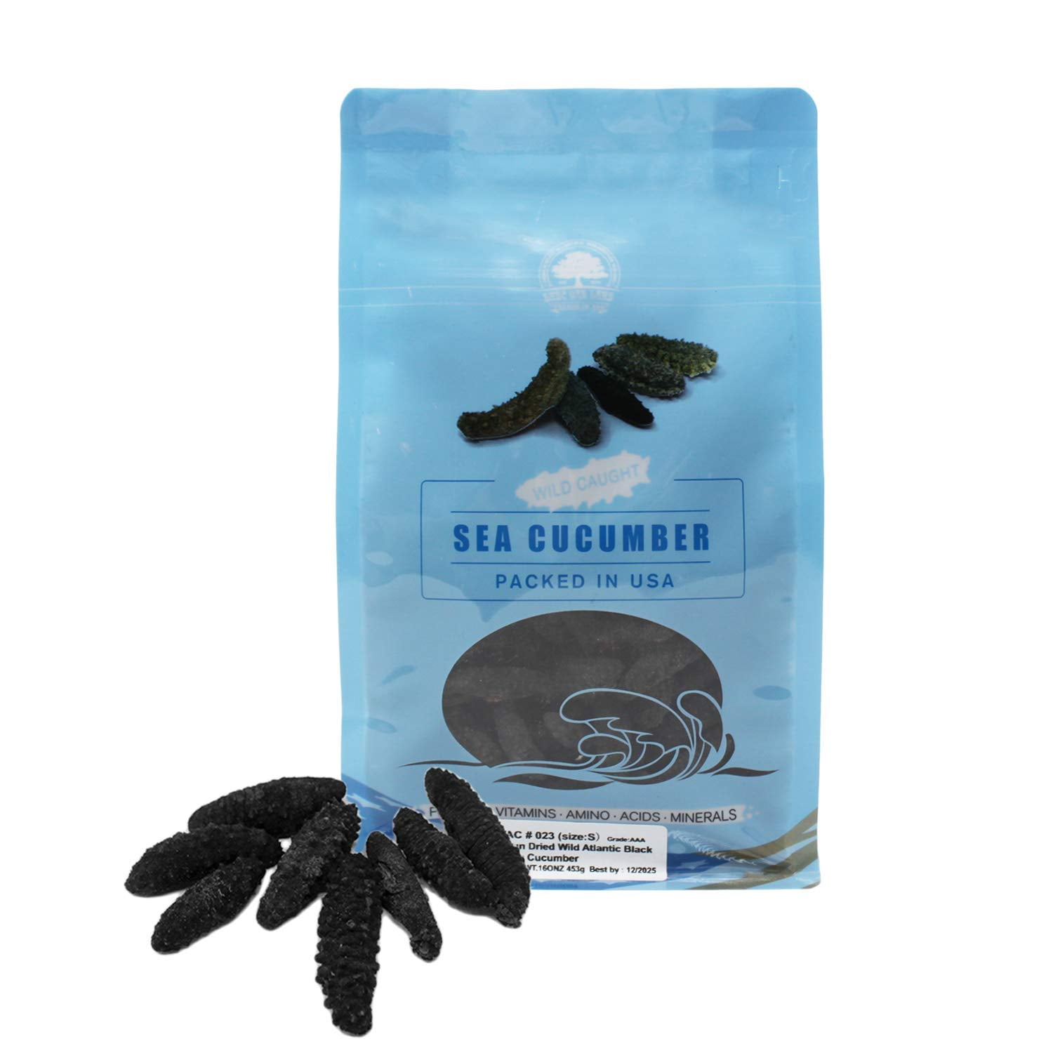 Sun Dried Atlantic Black Pin Sea Cucumber Wild Caugh 120-150pcs 3-4 Years Small 1lb bag