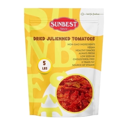 Sunbest Natural Sun Dried Julienne Tomatoes – 5 lb Bulk Bag (80 oz)