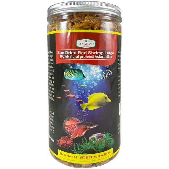 Sun-Dried Large Red Shrimp - Betta Fish Food, Aquatic Turtle Food, Tropical Fish Food, Crab Food, Reptile Food, Aquatic Fish Foods, Aquatic Pets Food, 7 Oz