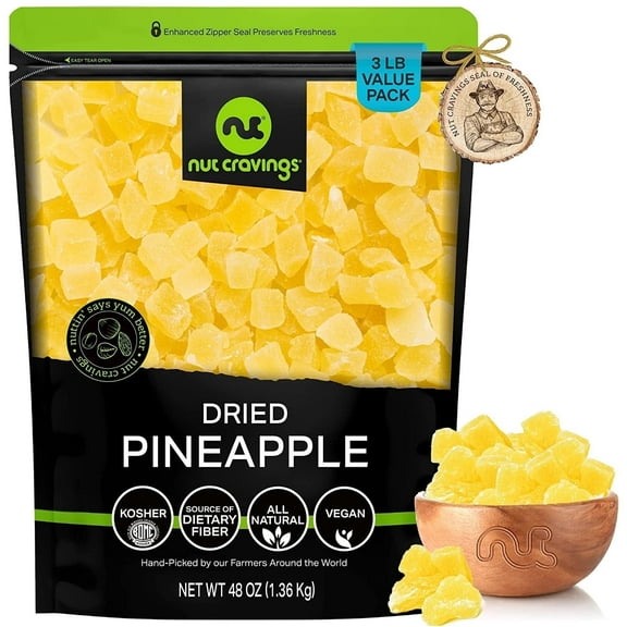 Sun Dried Pineapple Chunks, with Sugar Added 48oz by Nut Cravings