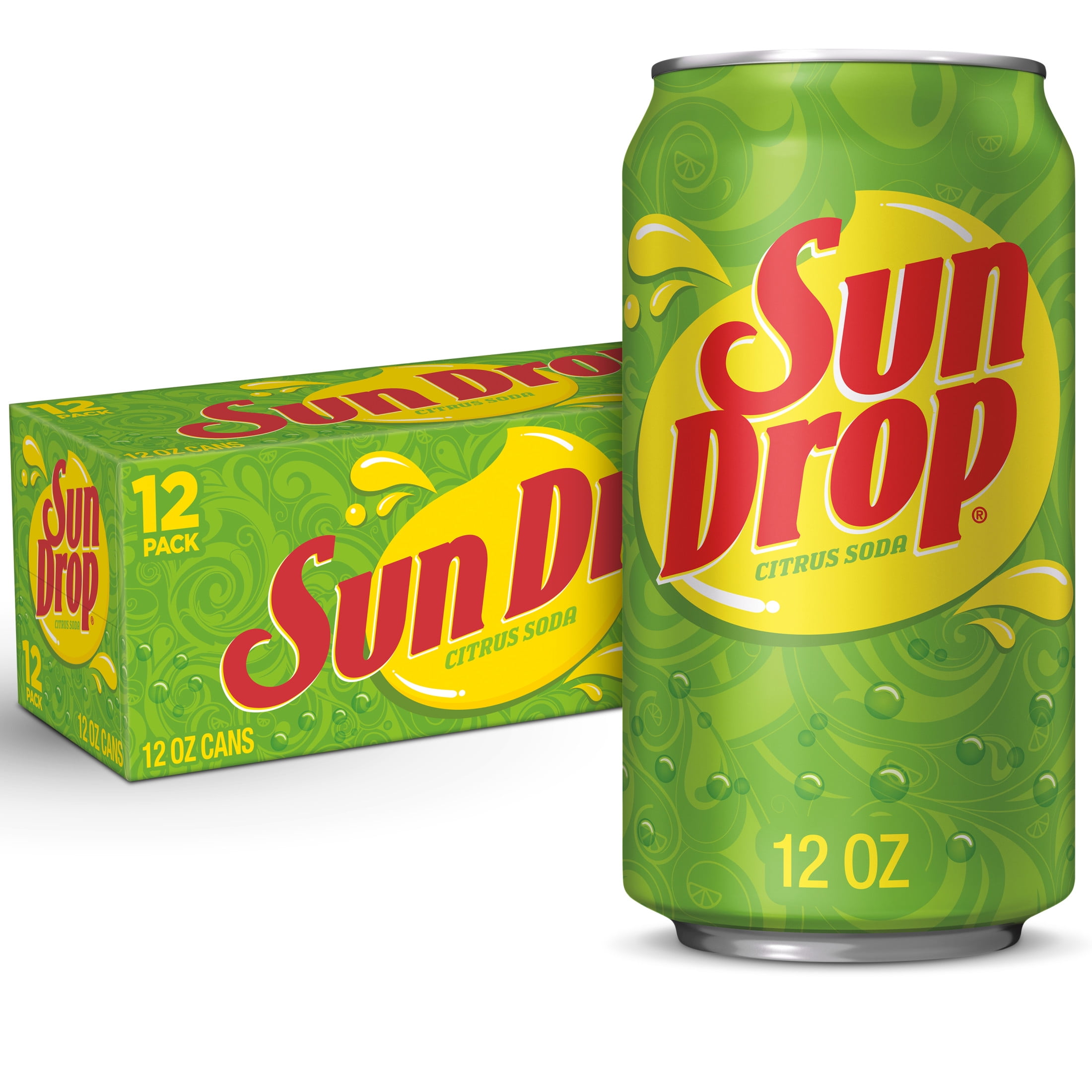 Sun Drop Citrus Soda Pop, 12 fl oz, 12 Pack Cans