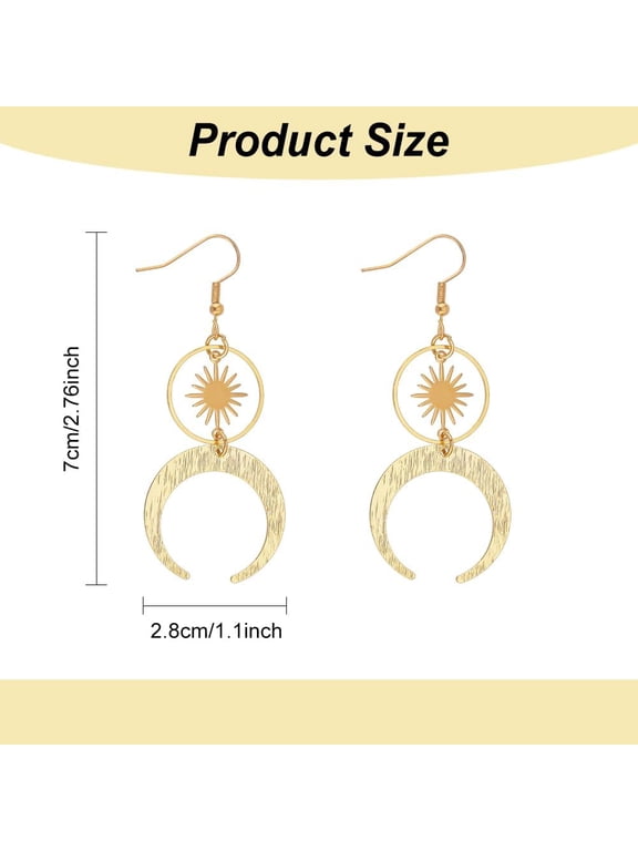 Sun Earrings Gothic Boho Sun Earrings Crescent Star Pendant Star Earrings Celestial Earrings Goth Jewelry Gift for Women Christmas Gift for Women