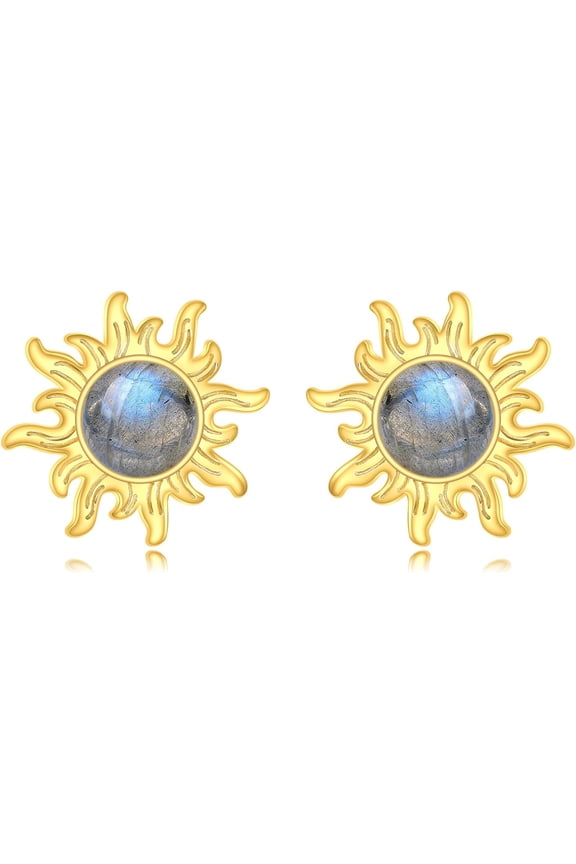 Sun Earrings for Women S925 Sterling Silver Amber/Lapis Lazuli/Malachite/LabradoriteSun Dangle Drop Jewelry Gift for Mother Wife