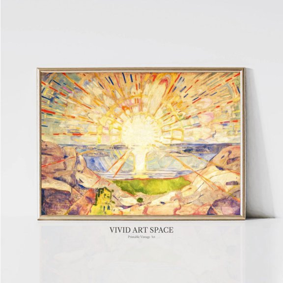 The Sun By Edvard Munch, Modern Sea Landscape Painting, Abstract Expressionist Coastal Print, UNFRAMED PAPER POSTER, Home Decor, Vintage Gift, Living Room Dercor