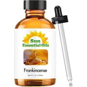 Sun Essential Oils – 4 oz Frankincense Essential Oil with Dropper for Diffuser, Skin, Face, Aromatherapy Massage, Humidifier, Warm & Resinous Scent for Candle, Lotion & Soap Making, Room Fragrance