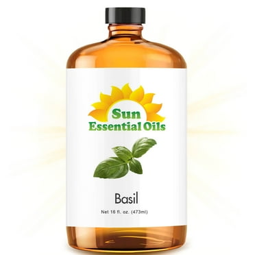 Sun Essential Oils - Basil Essential Oil 16 oz for Diffuser Skin Massage Candle Soap Making