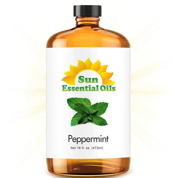 Sun Essential Oils - Peppermint Essential Oil 16oz for Aromatherapy, Diffuser, Relieves Pain, Improves Sleep, Repellant