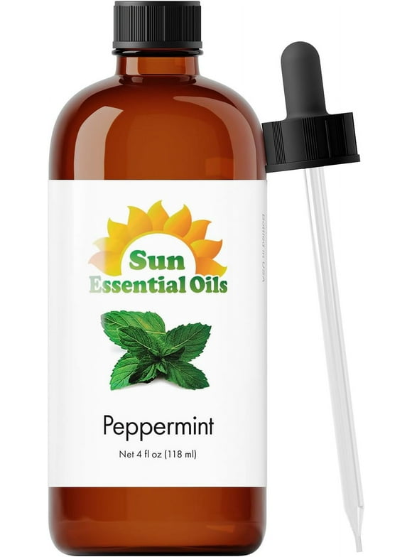 Sun Essential Oils Peppermint Essential Oil (Huge 4oz Bottle) Bulk Peppermint Oil - 4 Ounce