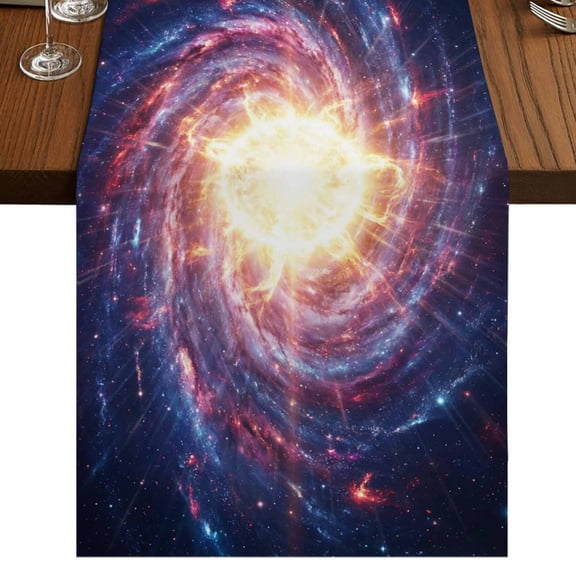Sun Explosion Burlap Cotton Table Runner 18x72 Inches Long, Modern Abstract Art Galaxy Universe Farmhouse Table Runners, Outdoor Dining Tablecloths Decor for Baby Shower/Party/Wedding