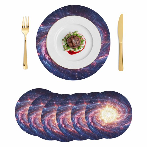 Sun Explosion Round Placemats Set of 6 Modern Abstract Art Galaxy Universe Place Mats Indoor Woven Table Mats Washable Heat-Resistance Braided Dining Table Placemats for Kitchen Party Decor 15 Inch
