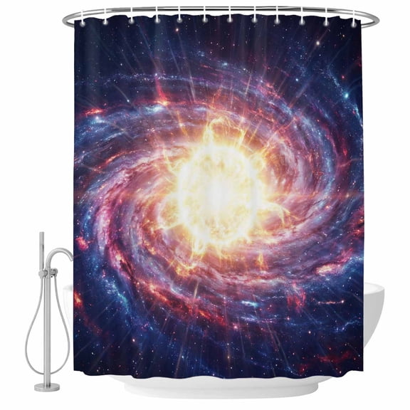 Sun Explosion Shower Curtain, Waterproof Shower Curtains for Bathroom, Modern Abstract Art Galaxy Universe Washable Fabric Bathtub Curtain Set Bath Decor with 12 Hooks Stall 36"x72"