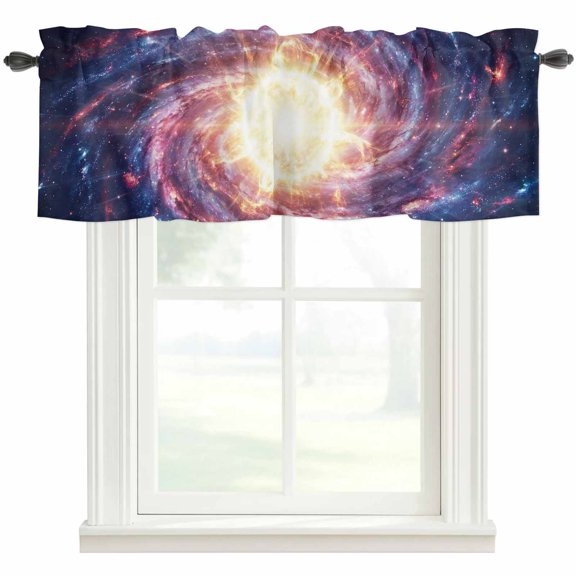 Sun Explosion Valances for Windows Farmhouse Kitchen Curtains Valances Rod Pocket Valance Curtains for Kitchen Windows Modern Abstract Art Galaxy Universe Window Valances for Bathroom Bedroom 42"x12"