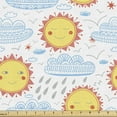 thumbnail image 1 of Ambesonne Sun Fabric by the Yard Upholstery, Sun Rainy Clouds Art, 1 Yard, White Multicolor, 1 of 5