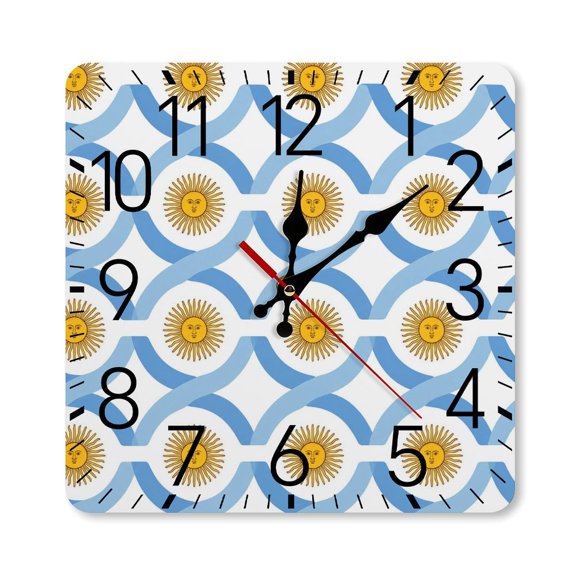 Sun Face Grid Pattern Wall Clock Silent Non Ticking Wall Clocks Battery Operated Square Wall Decor for Bathroom Kitchen Bedroom 1010inch(2525cm)