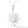 thumbnail image 1 of Sun Face Incan / Mayan Tribal Jewelry Astrological Charm 35x23mm (1.4x0.9in) Pendant & Chain Necklace in .925 Sterling Silver, 1 of 1