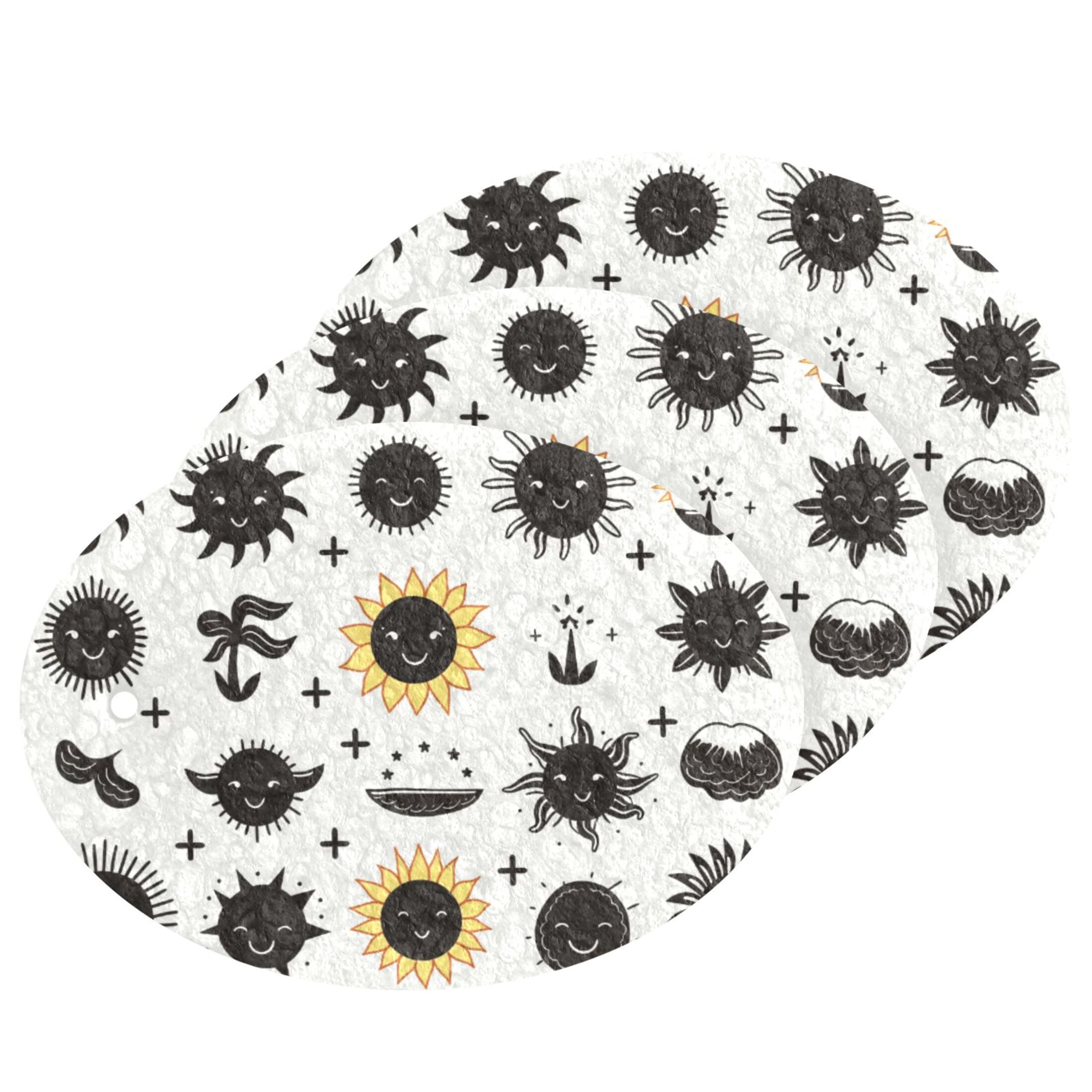 Sun Face Leaves 3 Pack Dish Sponges Bulk Natural Sponges Compressed ...