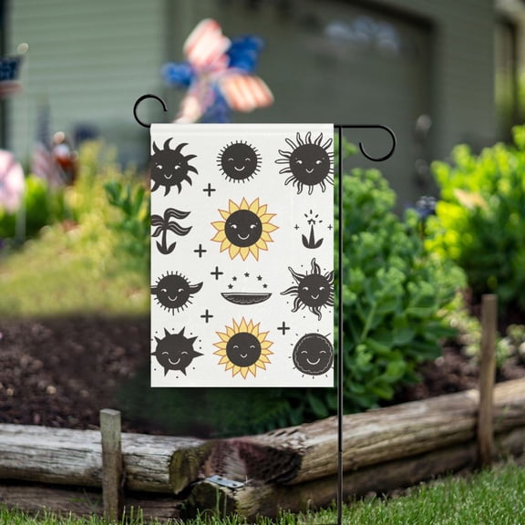 Sun Face Leaves Garden Flag Double Sided Outdoor Banners for Courtyard Outdoor Lawn Farmhouse Holiday Decorations