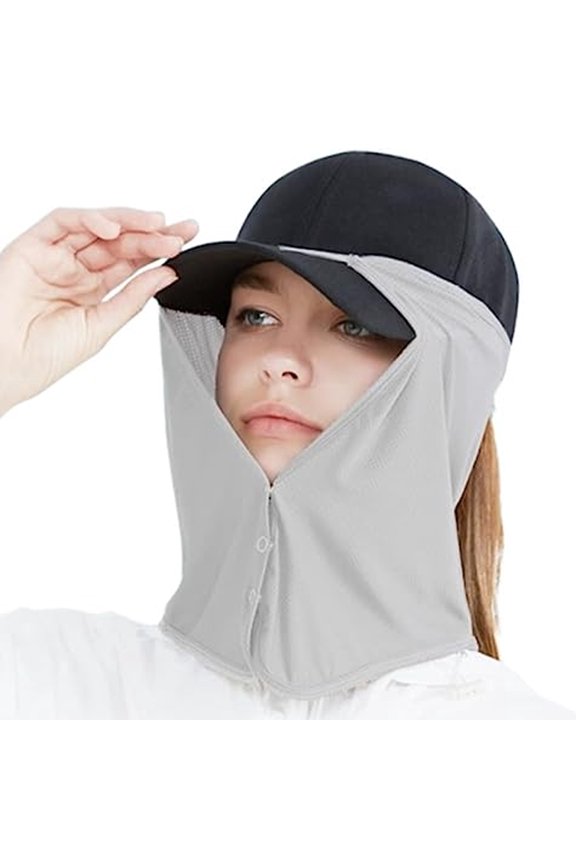 Sun Face Neck Drape Protection UV Sun Shield Sun Visor Cooling Protection - Light gray