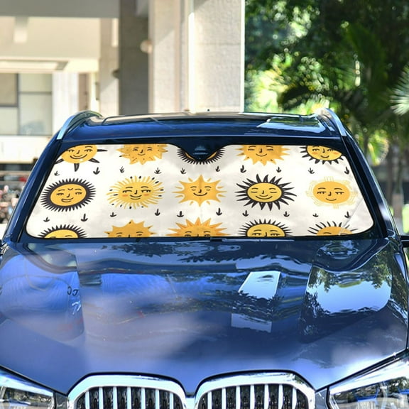 Sun Faces Automotive Front Car Windshield Sun Shade Reflector Foldable for Front Fit for Cars Truck SUVs