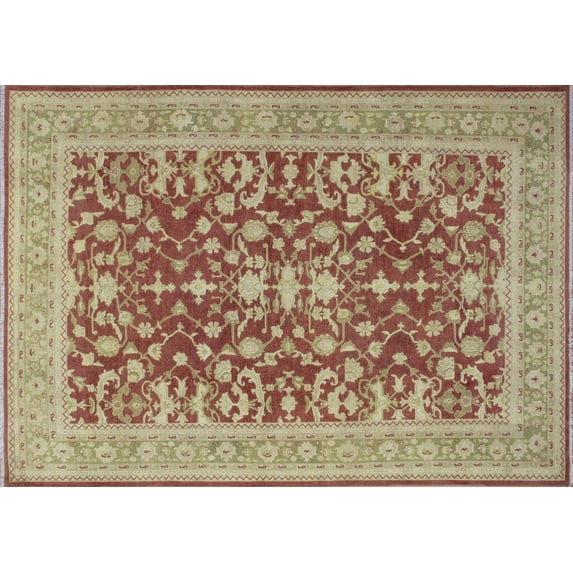 Sun-Faded Abdelhalim Rust/Lt. Green Rug, 9'1" x 12'3"