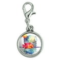 thumbnail image 1 of Sun Fish Watercolor Tropical Beach Antiqued Bracelet Pendant Zipper Pull Charm with Lobster Clasp, 1 of 5