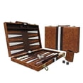 thumbnail image 1 of Sun Flair Backgammon Set Leatherette 15 inch, Folding Classic Chess Board Game, Smart Tactics Premium Best Strategy, Tip Guide Enclosed, Brown 135M-1, 1 of 8