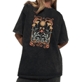 thumbnail image 1 of Sun & Floral Tarot Card Graphic Wash Print Tshirt Graphic Tees Shirts Charcoal Relaxed Fit S-2XL Boho Tops, 1 of 4