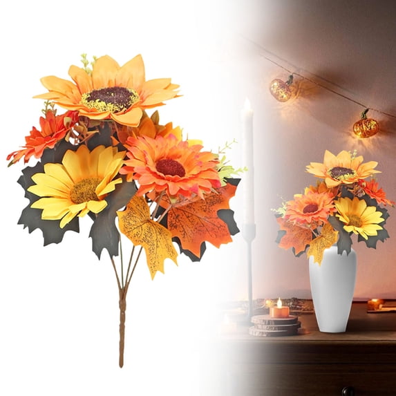 Sun Flowers Artificial Flowers Yellow Faux Flowers Flower Bouquet Faux Sunflowers Realistic Silk Sunflowers Sunflower Decorations for Home Fake Sunflowers Sun Flower Decoration