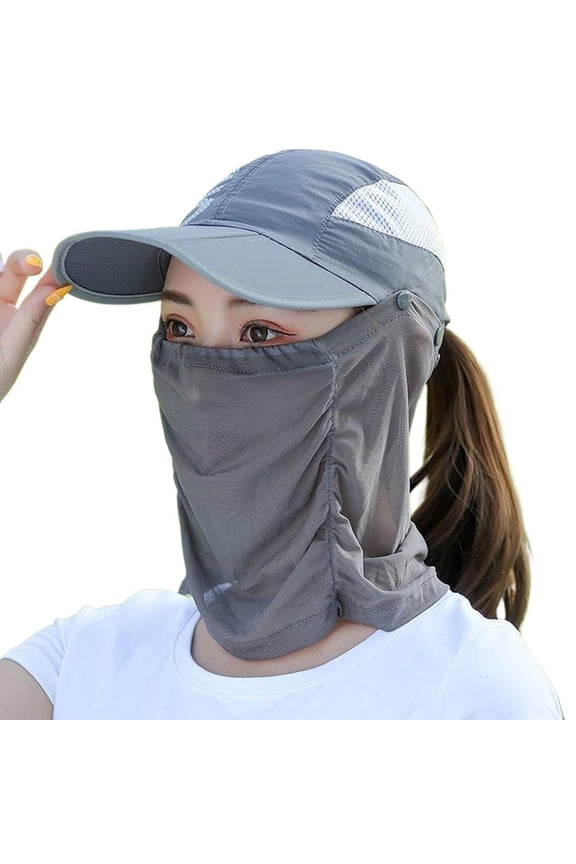 Sun Foldable, Uv Protection and Face Veil, for Cycling Outdoor Activities Setup and Daily Use, Gray