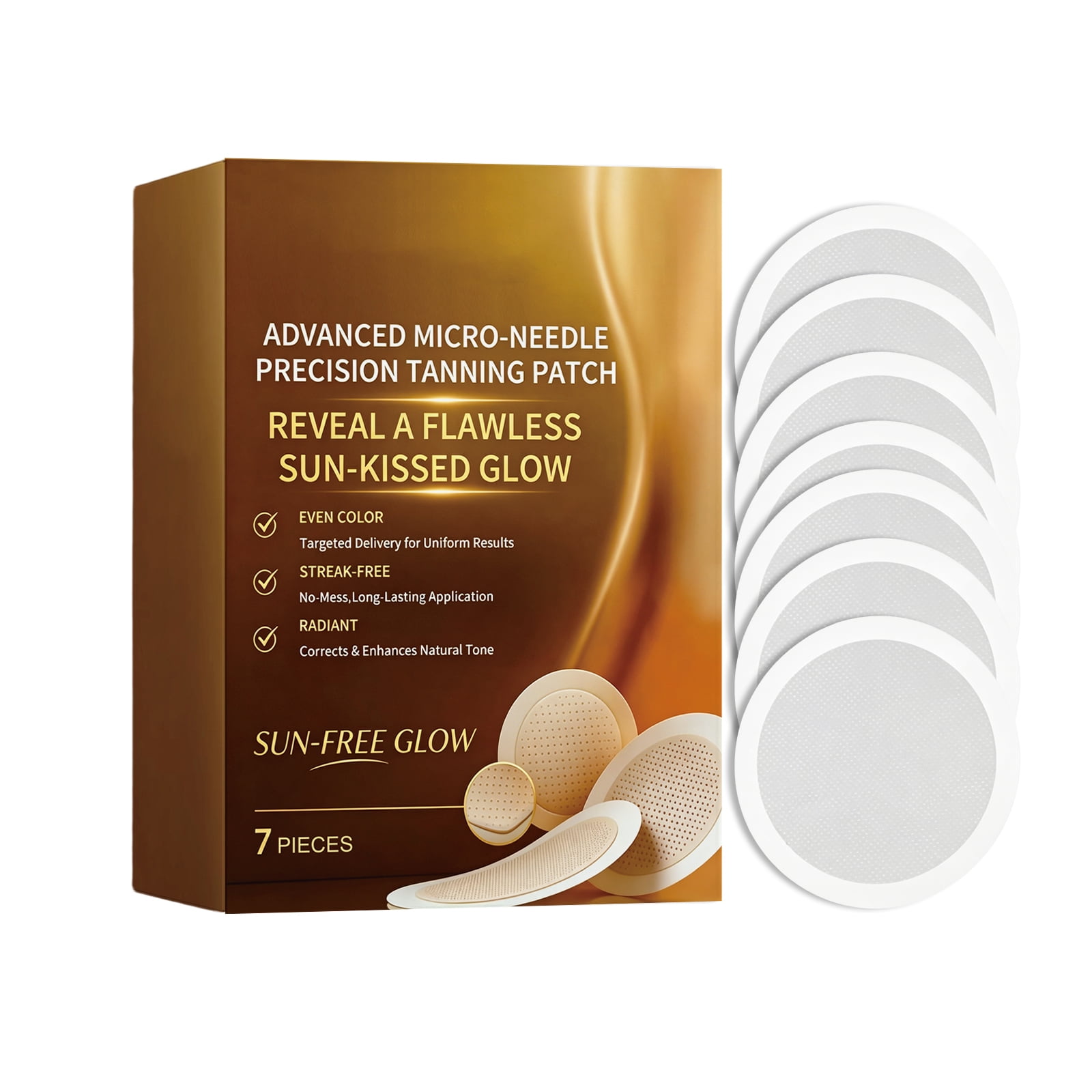 Sun-Free Micro-Needle Self Tanning Patches, Natural Bronze Glow, Hydrating, Streak-Free, Suitable for All Skin Types