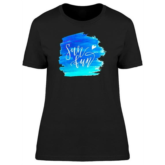 Sun Fun Brush Watercolor Blue T-Shirt Women -Image by Shutterstock, Female Medium