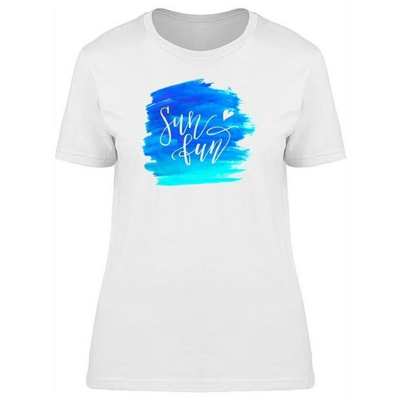 Sun Fun Brush Watercolor Blue T-Shirt Women -Image by Shutterstock, Female XX-Large