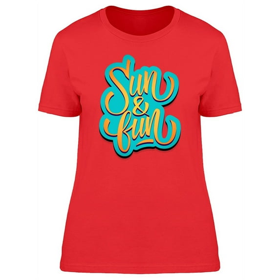 Sun & Fun Cool Doodle Quote T-Shirt Women -Image by Shutterstock, Female x-Large