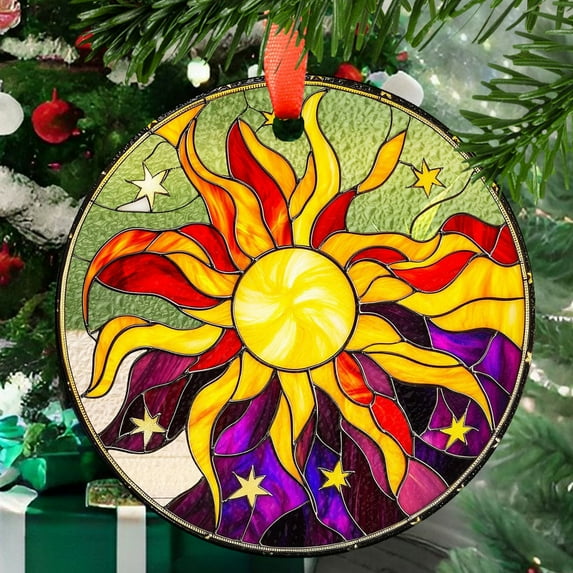 Sun Glass Suncatcher, Sun Suncatcher Ornament, Whimsical Spiral Sun, Sun Art, Sun Set Lover Gift, Sun Home Decor, New Home Decor, mom gift, Ornament 2025, Holiday 2025, Festive