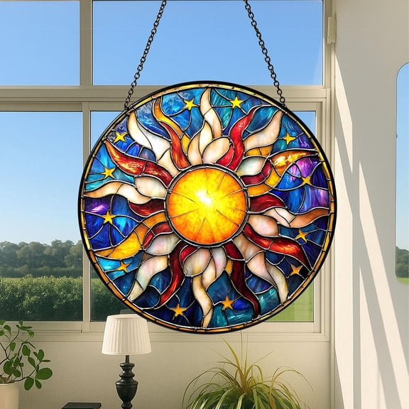 Sun Glass Suncatcher, Sun Suncatcher Ornament, Whimsical Spiral Sun, Sun Art, Sun Set Lover Gift, Sun Home Decor, New Home Decor, mom gift