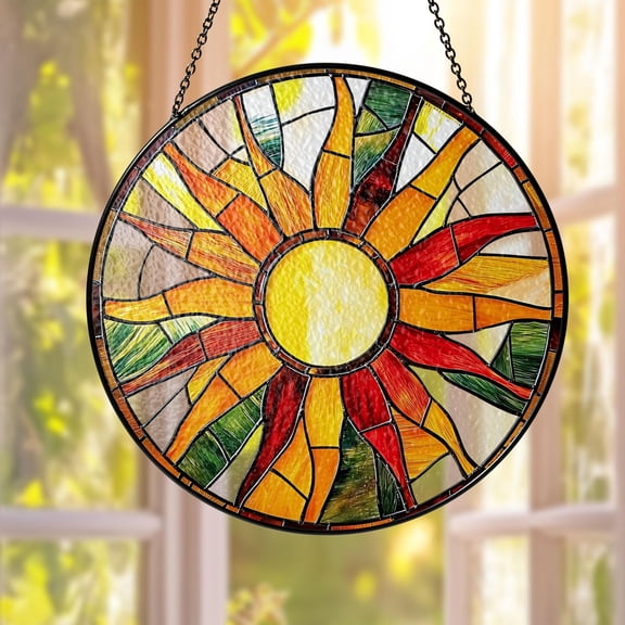 Sun Glass Suncatcher, Sun Suncatcher Ornament, Whimsical Spiral Sun, Sun Art, Sun Set Lover Gift, Sun Home Decor, New Home Decor, mom gift
