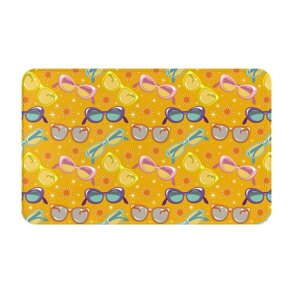 Sun Glasses Yellow Door Mat for Indoor, Welcome Door Mats Front Entrance Rug, Non-Slip Bathroom kitchen Rugs for Inside Floor, Small Rug Dog Door Mat 20X31.5 Inch