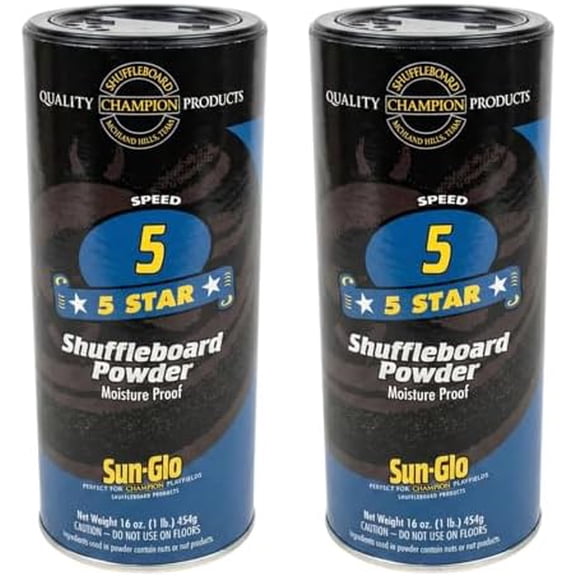 Sun-Glo Speed #5 (Five Star) Shuffleboard Powder Wax  Medium-Slow Speed for 12-16 Foot Tables  16 oz Shaker Can (Pack of 2)$$Sport & Recreation Other