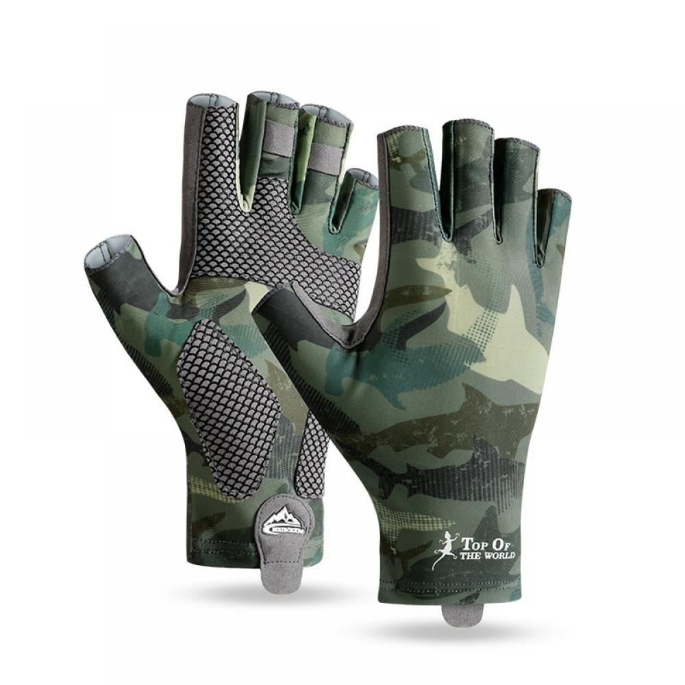 ACESHIP UPF50+ Fishing Gloves - UV Protection, 3/4 Finger, Silicone Grip For Men & Women, Hunting, Kayaking
