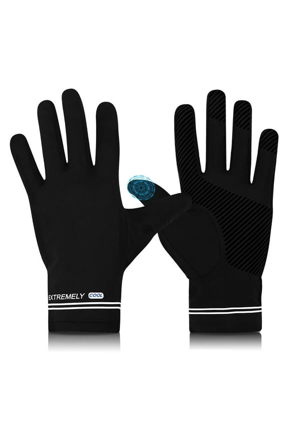 Sun Gloves for Men Women UV Protection，Thin UPF 50+ Touchscreen Full Finger Driving Gloves for Hiking Cycling Golfing Riding，Black